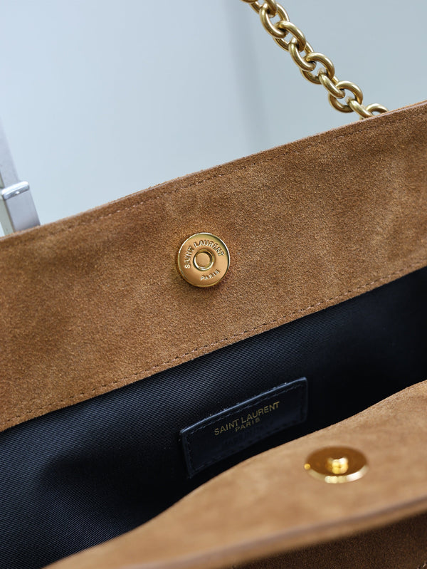 YSL Large 35cm Caramel Suede Bucket Bag