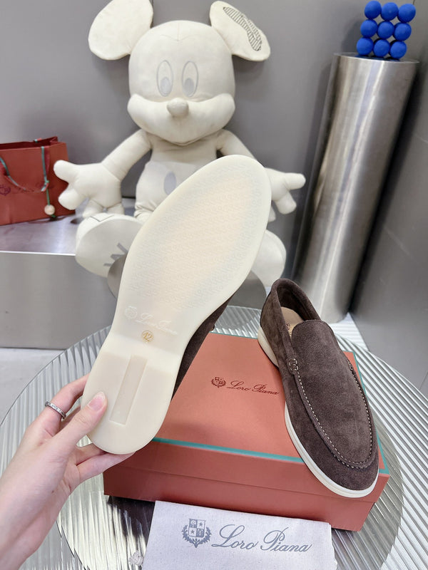Loro Piana Suede Summer Walk Loafers Brown
