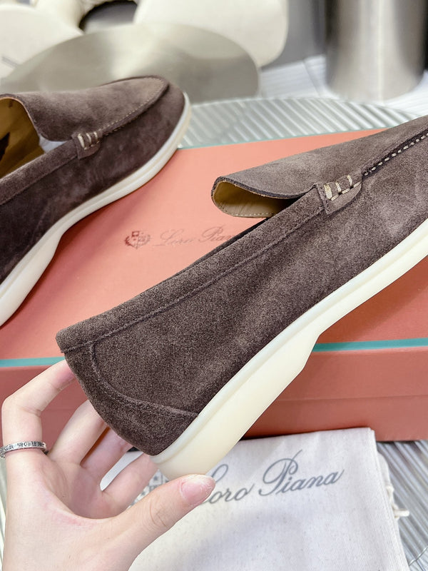 Loro Piana Suede Summer Walk Loafers Brown