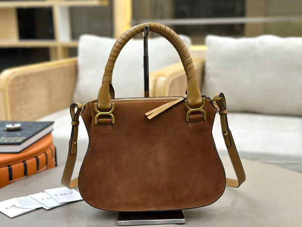 Chloe Marcie Bag 30cm Brown Suede