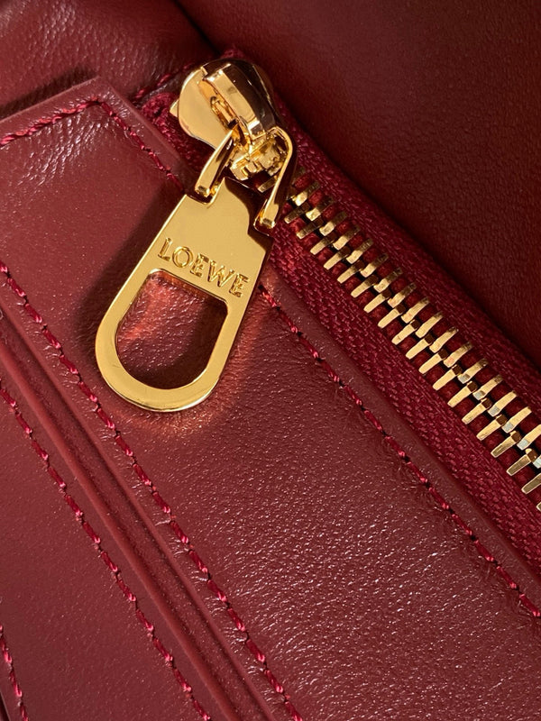 Loe Featherlight Puzzle Bag 24cm In Burgundy Nappa Calfskin