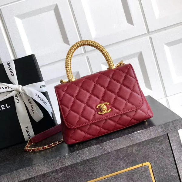 Chanel 2026 Quilted Coco Handle Flap Bag 14cm Black Calfskin
