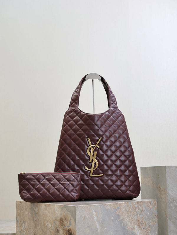 YSL ICARE MAXI SHOPPING BAG 58 CM BURGUNDY SHEEPSKIN