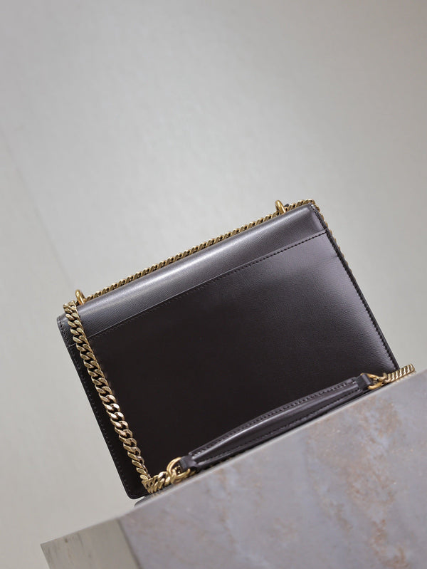 YSL Medium Sunset Shoulder Bag 22cm Coffee Cowhide GHW