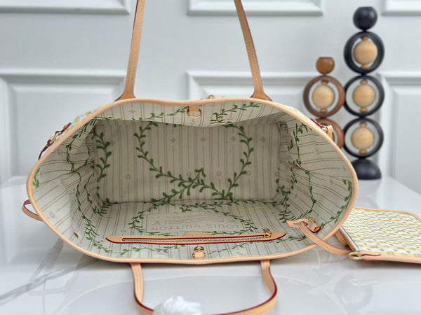 LV Neverfull MM Bag 31 Beige Pink in Canvas