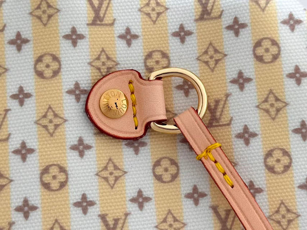 LV Neverfull MM Bag 31 Beige Pink in Canvas