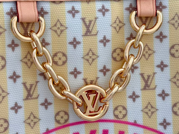 LV Neverfull MM Bag 31 Beige Pink in Canvas