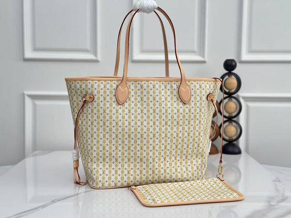 LV Neverfull MM Bag 31 Beige Pink in Canvas