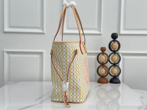 LV Neverfull MM Bag 31 Beige Pink in Canvas