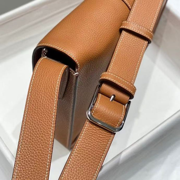 HM Steve Light Junior Messenger Bag Tan Togo Calfskin