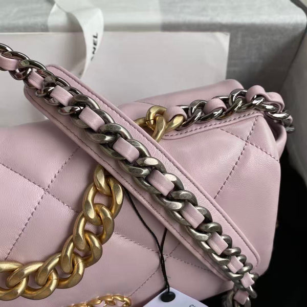 CC 19 Handbag 25cm Light Pink Calfskin Gold Hardware mix Sliver Hardware