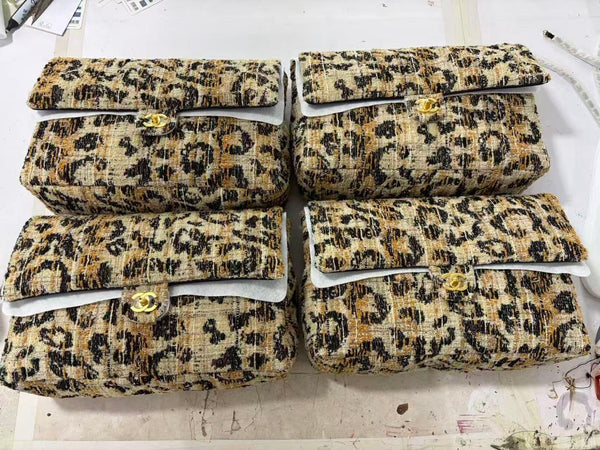 CC Bag 32cm Leopard Print Grosgrain Tweed GHW