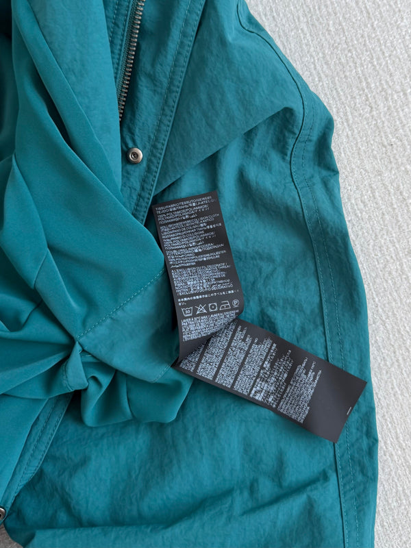 YSL Cassandre Windbreaker Jacket in Teal Nylon Faille