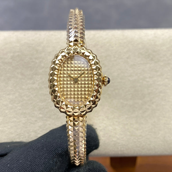 Cartier Baignoire Watch 18.5MM Gold Clous de Paris