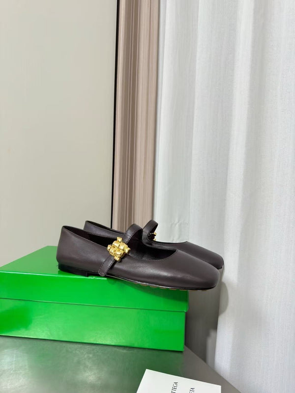 BV Charlotte Mary Jane Flat Espresso Cowhide Leather