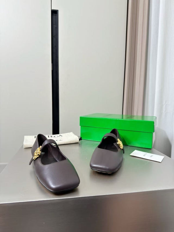 BV Charlotte Mary Jane Flat Espresso Cowhide Leather