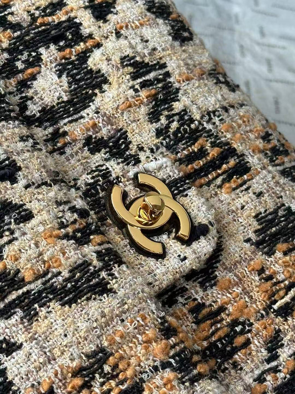 CC Bag 32cm Leopard Print Grosgrain Tweed GHW