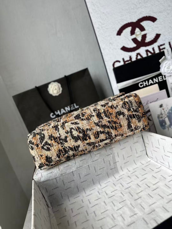 CC Bag 32cm Leopard Print Grosgrain Tweed GHW