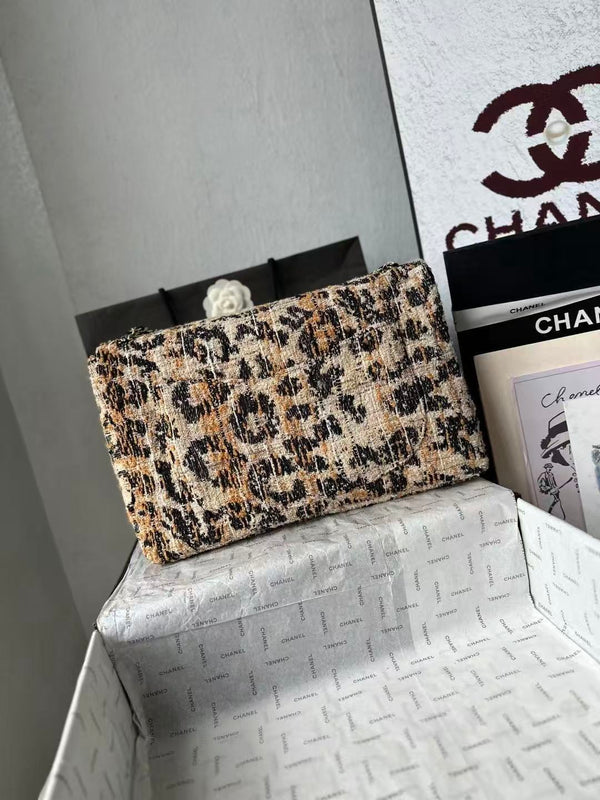 CC Bag 32cm Leopard Print Grosgrain Tweed GHW