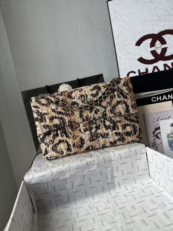 CC Bag 32cm Leopard Print Grosgrain Tweed GHW