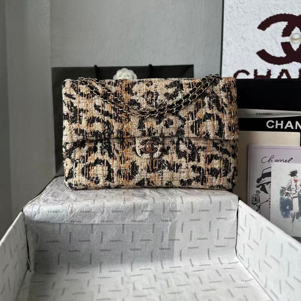 CC Bag 32cm Leopard Print Grosgrain Tweed GHW
