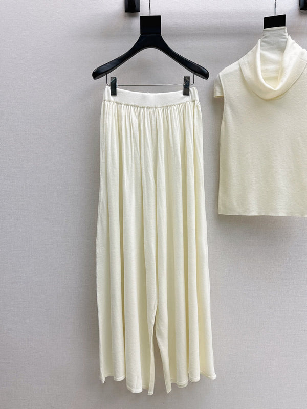 HM Belted Cowl-Neck Knit Set Ivory Wool