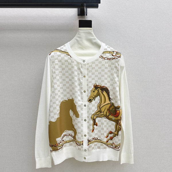 HM Heritage Horsebit Cardigan White Wool