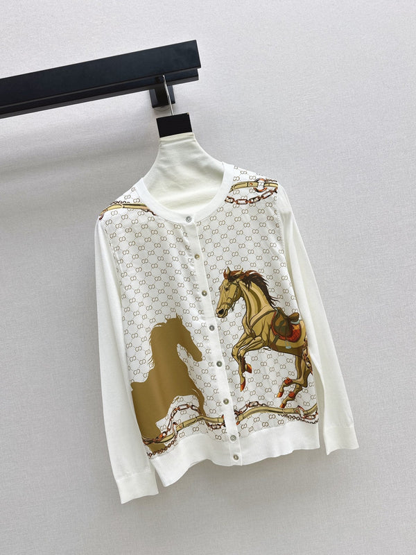 HM Heritage Horsebit Cardigan White Wool
