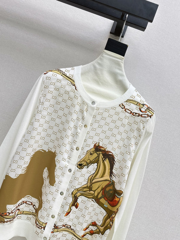 HM Heritage Horsebit Cardigan White Wool