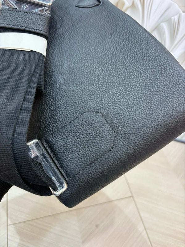 HM 2026 Hac a Dos PM Bag 21cm Black Silver Togo Leather