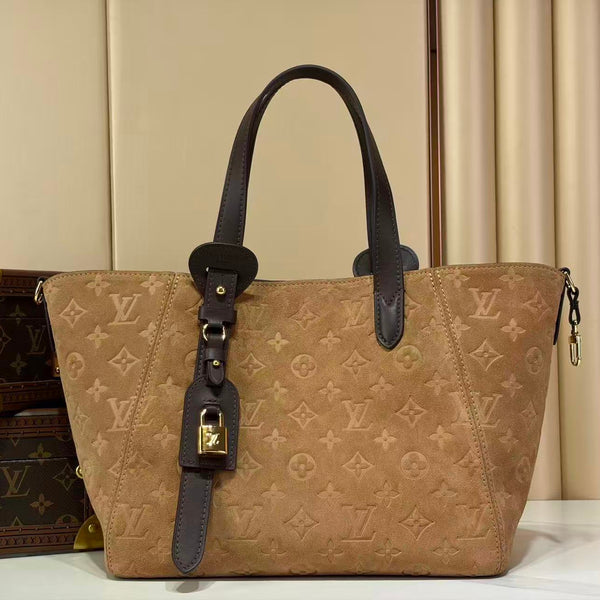 LV Monogram Empreinte All In One PM Bag 40cm Beige Trench Suede