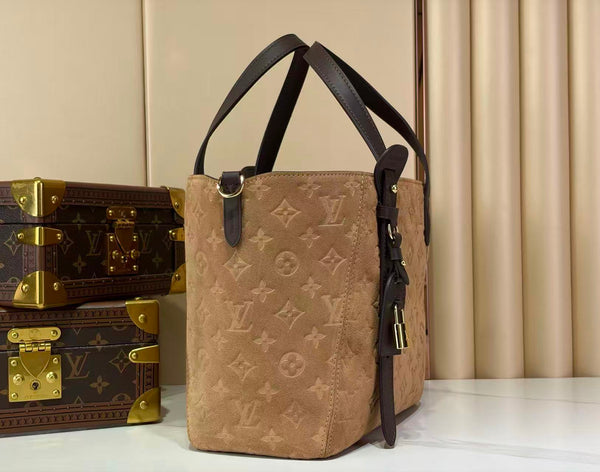 LV Monogram Empreinte All In One PM Bag 40cm Beige Trench Suede