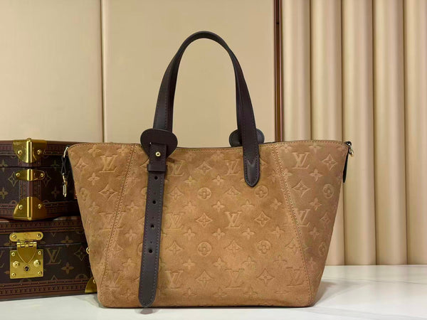 LV Monogram Empreinte All In One PM Bag 40cm Beige Trench Suede