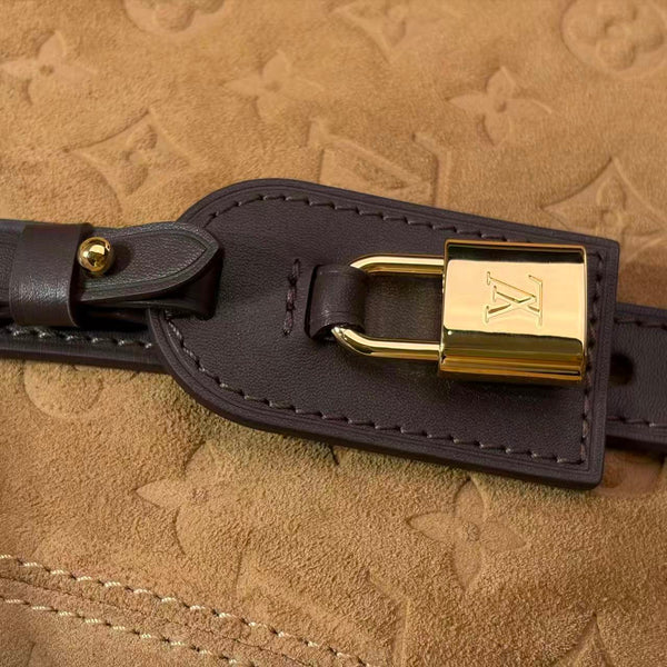 LV Monogram Empreinte All In One PM Bag 40cm Beige Trench Suede