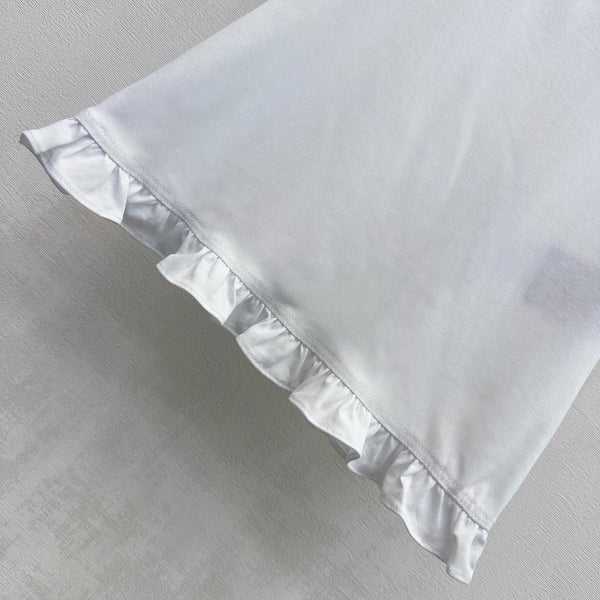 LV Ruffle Hem Tank Top in  White Cotton