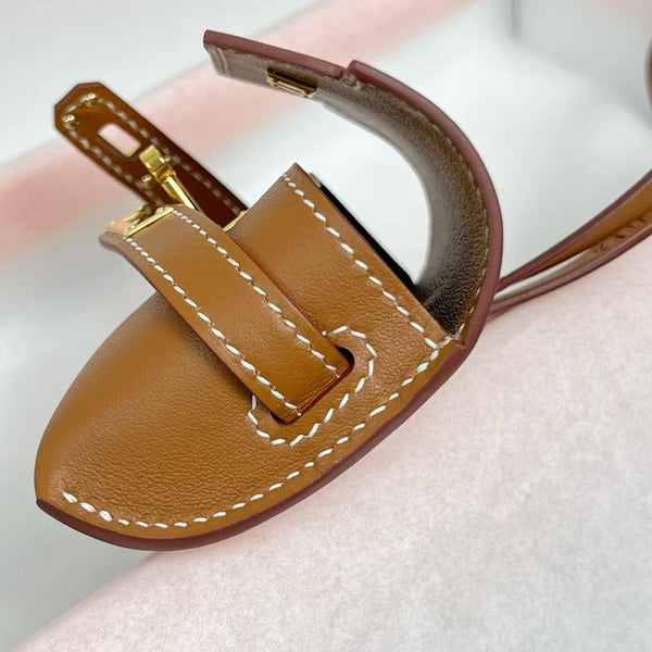 HM Kelly Festival Bag Charm in Tan Swift Calfskin GHW