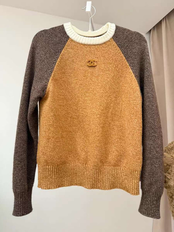 Chanel 2026 Sweater Light Brown Mix Grey Wool
