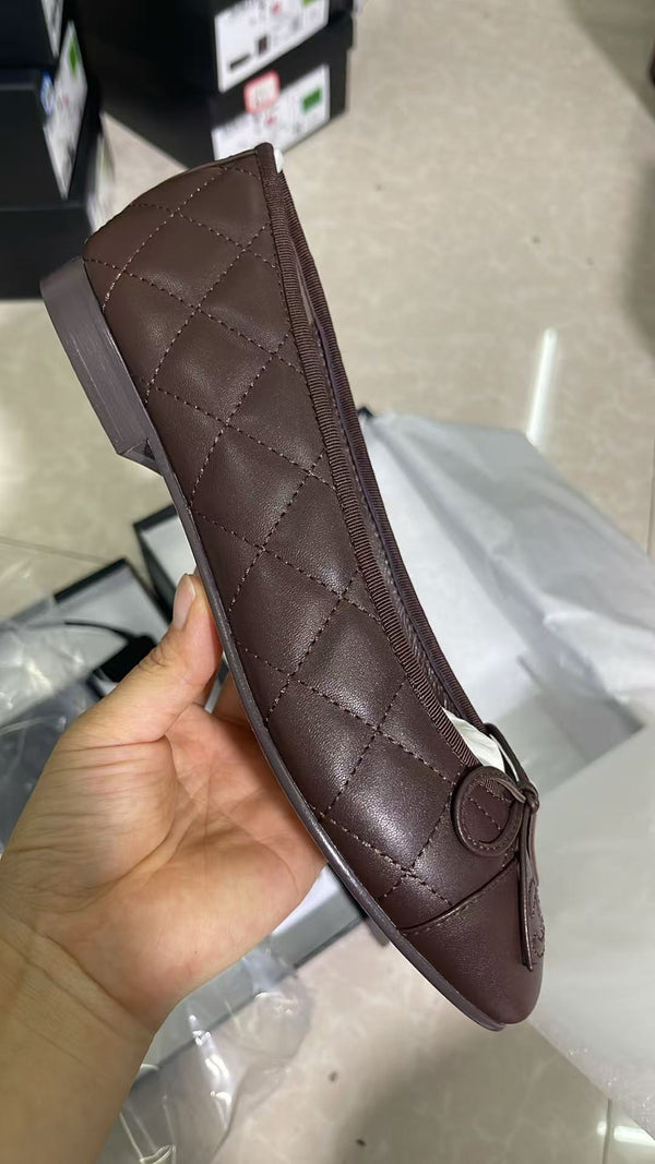 CC 2026 Ballet Flat Brown Lambskin