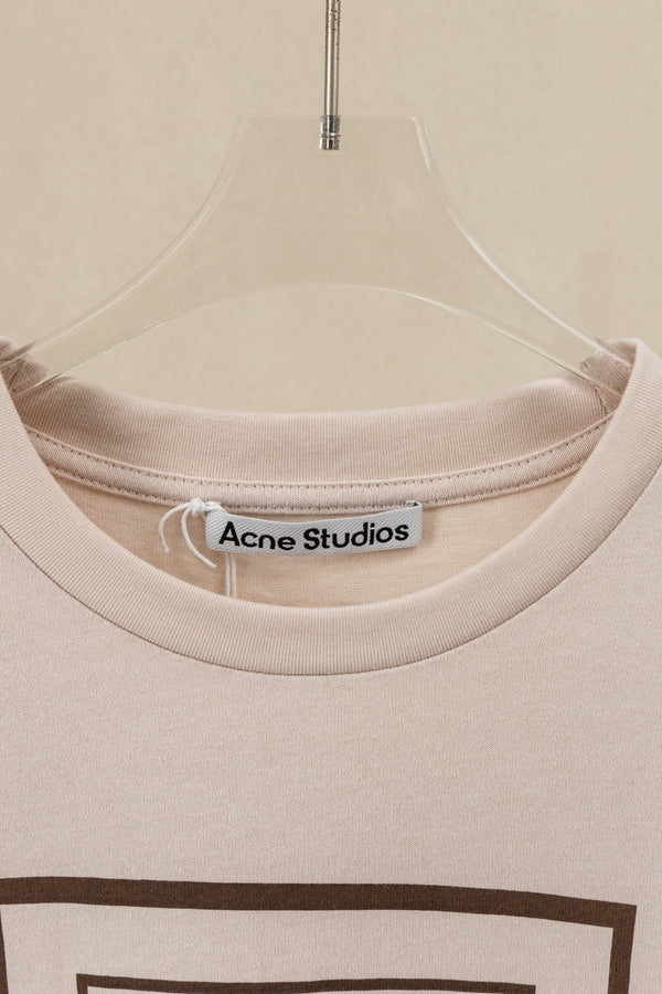 Acne Layered Graphic T-Shirt Warm Beige Cotton