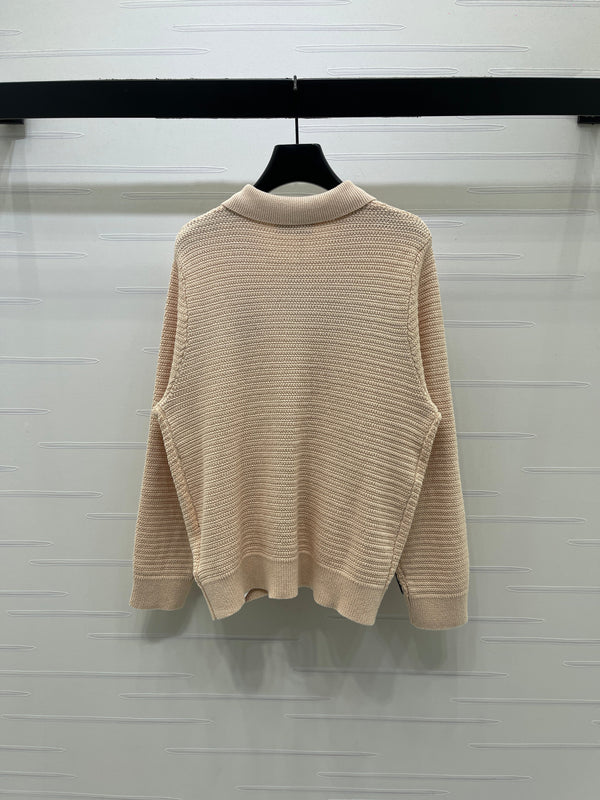 Miu Knit Zipper Cardigan Brown Wool Cashmere