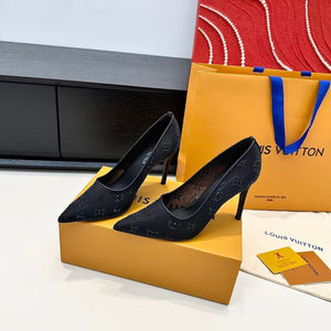LV GALA High Heels Series Shoes Black Taupe Mesh 54221