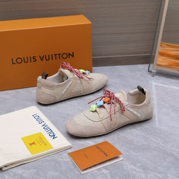 LV Sneakerina Beige Monogram Denim & Suede Calf Leather