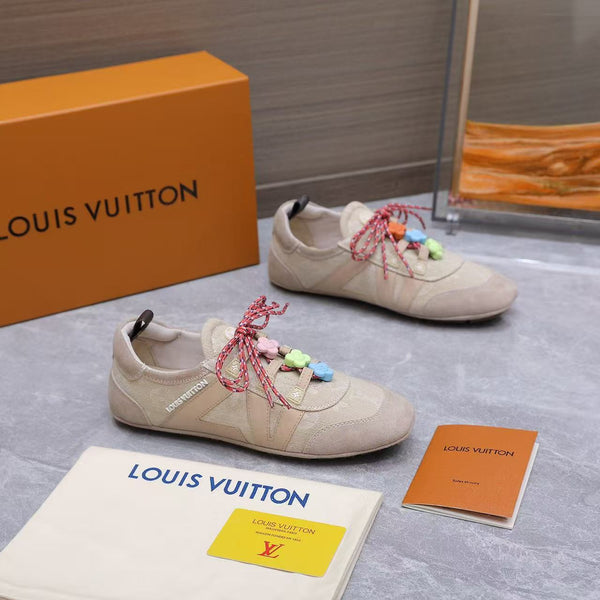 LV Sneakerina Beige Monogram Denim & Suede Calf Leather