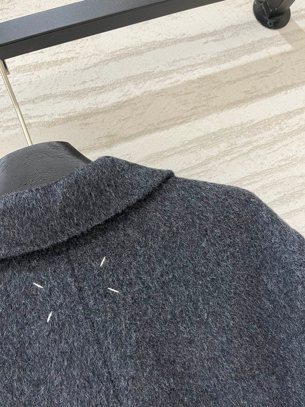 MM6 Double Breasted Coat in Grey Wool