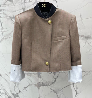 CC 26S Houndstooth Jacket Brown Ecru Polyester Wool