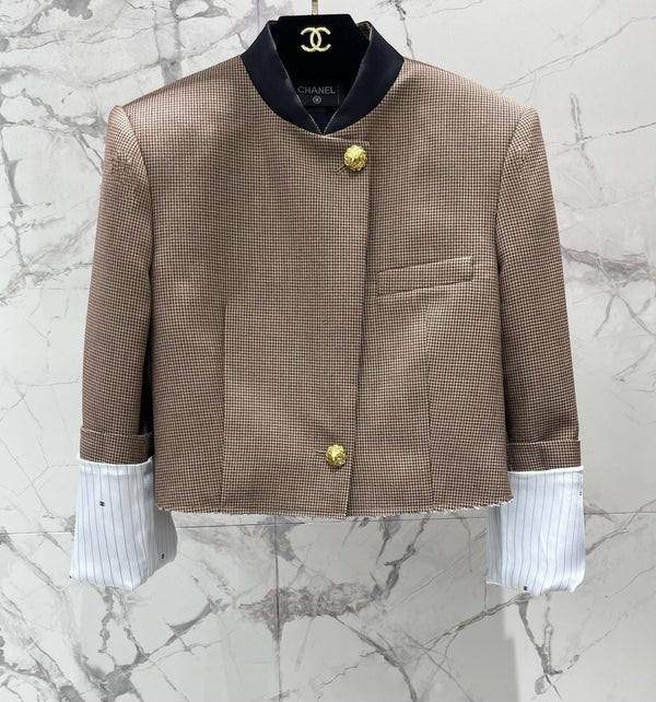 CC 26S Houndstooth Jacket Brown Ecru Polyester Wool