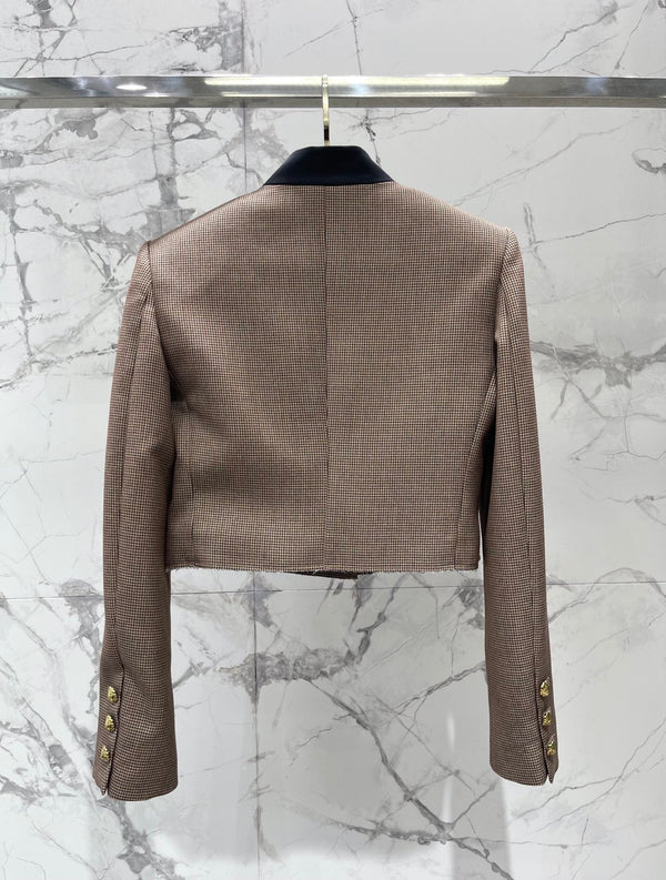 CC 26S Houndstooth Jacket Brown Ecru Polyester Wool