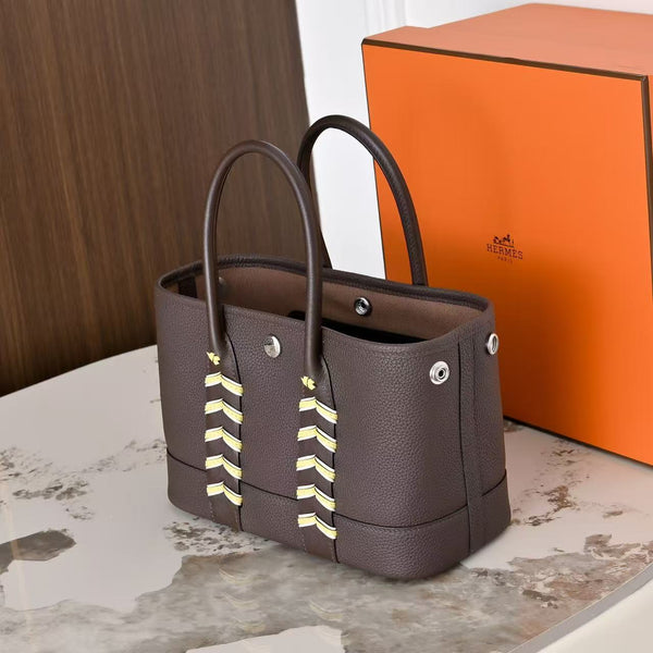HM Neo Garden 23 Bredies Bag Chevron Brown Togo Calfskin