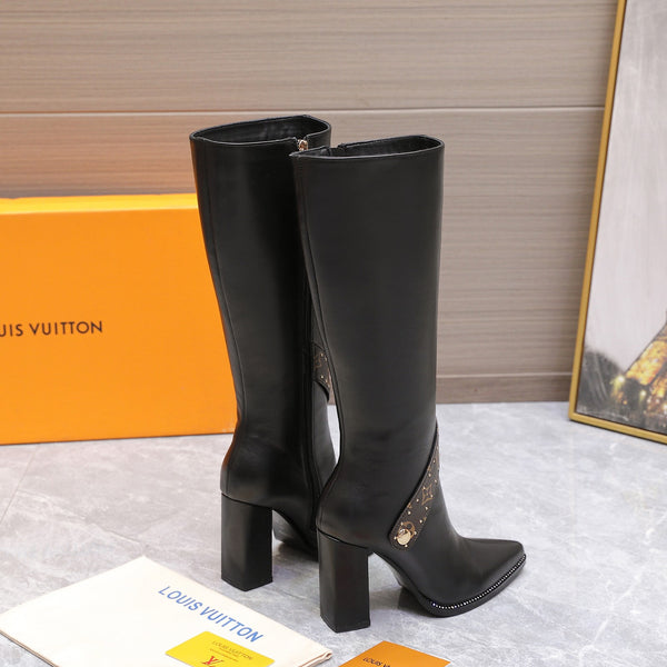 LV Legacy High Boot 95mm Black Calfskin Leather
