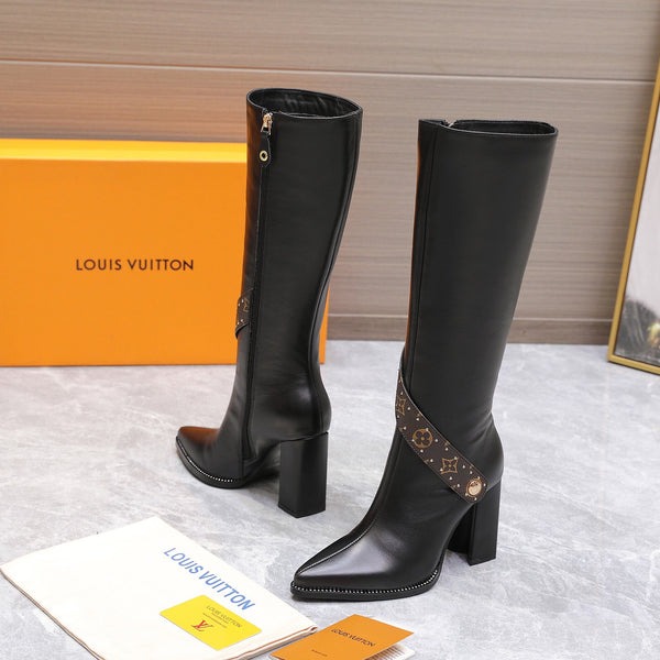 LV Legacy High Boot 95mm Black Calfskin Leather